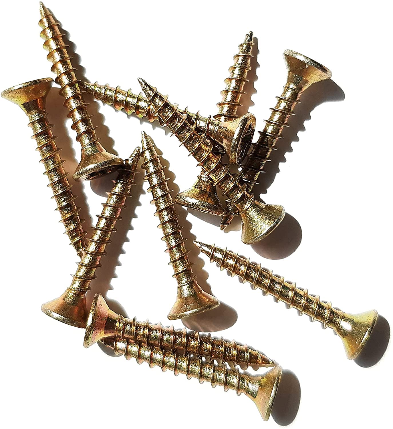 Wood Screws Zinc Plated Yellow M3 Long 1 inch 3.5 x 25mm (0.14"x1") Box Of 200