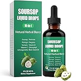 Soursop Natural Drops, 10-in-1 Soursop Extract Drops with Sea Moss, Moringa, Turmeric, Black Seed Oil, Oregano, Ashwagandha Immune Support, Improving Gut Health, Heart Health, 2 Fl Oz