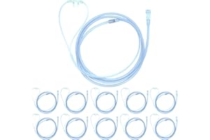 BAJUNMAO 10 Pack High-Flow Soft Nasal Oxygen Cannula, Standard Connector 6.6 Feet, Green Tubing