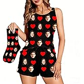 Artsadd Custom Christmas Pajamas for Men Women Personalized Face Pajama Pjs Customized Button Down Pajama Set Gift for Xmas