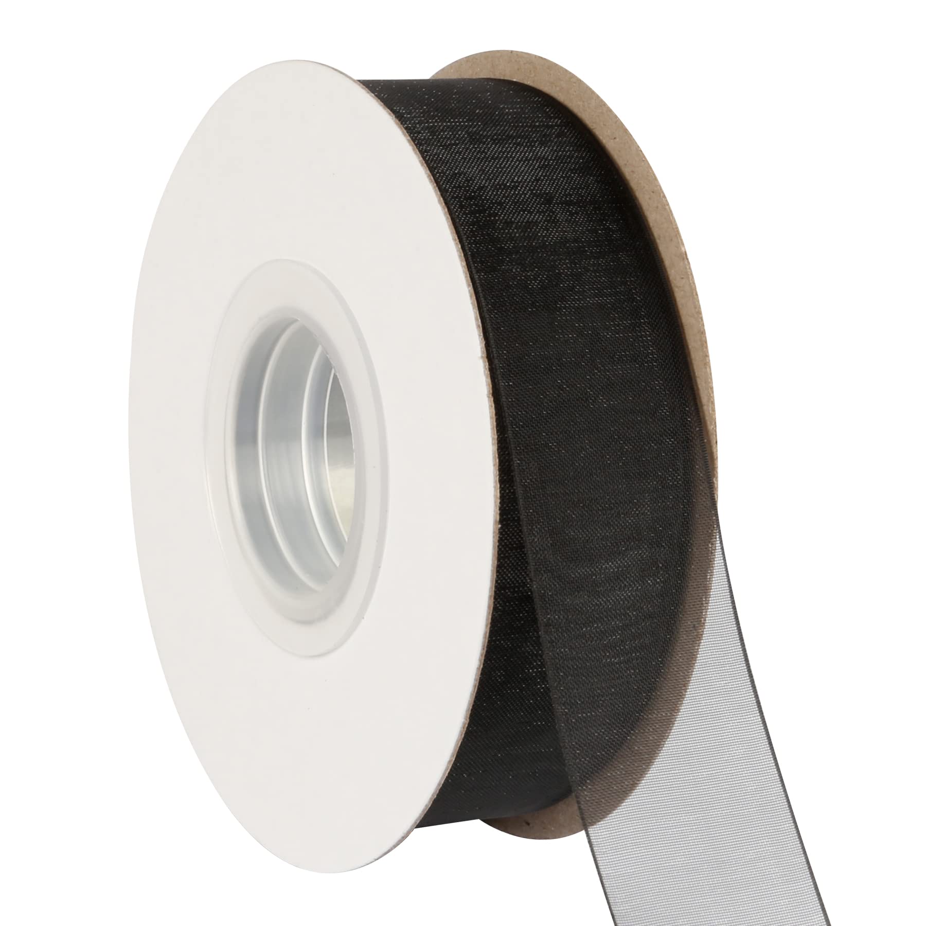 AVANAVA 25mm Wide Sheer Organza Ribbon Multi-Colors for Gift Wrapping Bouquet Wedding Decoration Floral Arrangement - 45 Meters (Black)