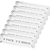 Geetery 8 Pcs Acrylic Office Desk Name Plate Personalized Clear Acrylic Block Double Sided Table Name Plate Holder Business Magnet Frame DIY Desktop Holder Accessories Decor (2" x 8")