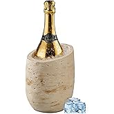 Natural Travertine Textures Wine Chiller Bucket – 750ml Resin Cooler for Wine & Champagne Bottles, Party Bar Cart Decor – Keeps Drinks Cold, Unique Gift for Wine Lovers, Housewarming (Beige)