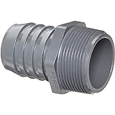 Spears 1436 Series PVC Tube Fitting, Adapter, Schedule 40, Gray, 1-1/2" Barbed x NPT Male