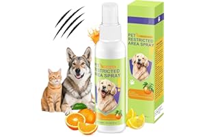 TKACMOY Pet Deterrent Spray - Stops Cat & Dog Peeing, Chewing, Scratching, Natural Citrus & Lemon Formula, Safe, Stain-Free Pee Corrector for Furniture, Shoes Indoor & Outdoor Training (4oz)