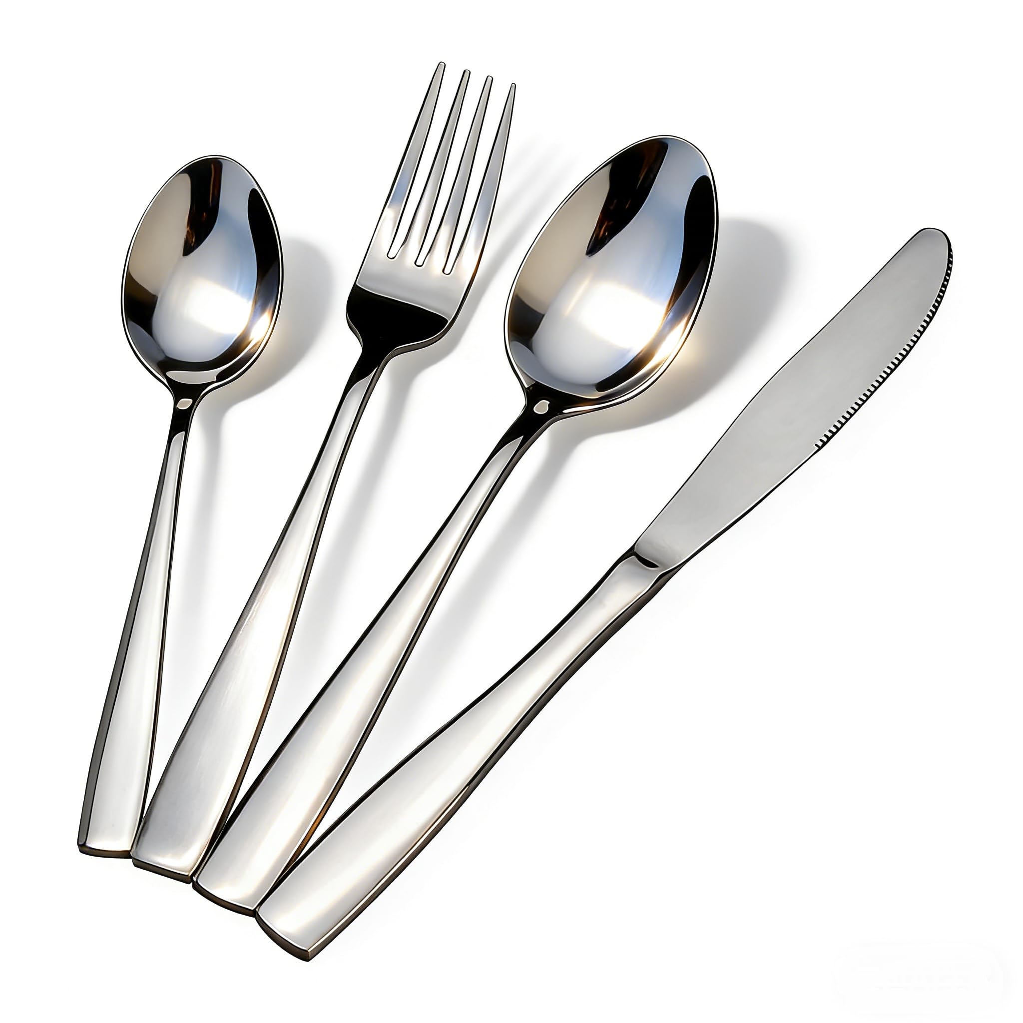 Yesdate 48-Piece Stainless Steel Flatware Set, Home Tableware Silverware Set, Mirror Polished, Service for 12