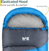 Trail Outdoor Kids Sleeping Bag Mummy 3 Season with Rucksack Blue 170cm view 4