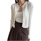 GORGLITTER Women's Lightweight Cardigan Trendy Long Sleeve Open Front Button Down Knit Cropped Cardigan Sweater 2026