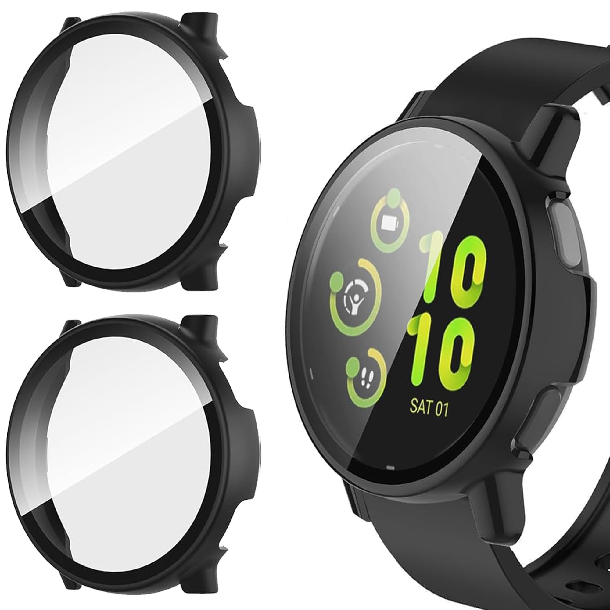 Photo 1 of 2 Pack Hard PC Case for Garmin Vivoactive 5 Screen Protector, Cover with Tempered Glass Screen Protector for Garmin Vivoactive 5 Case (Black/Black)