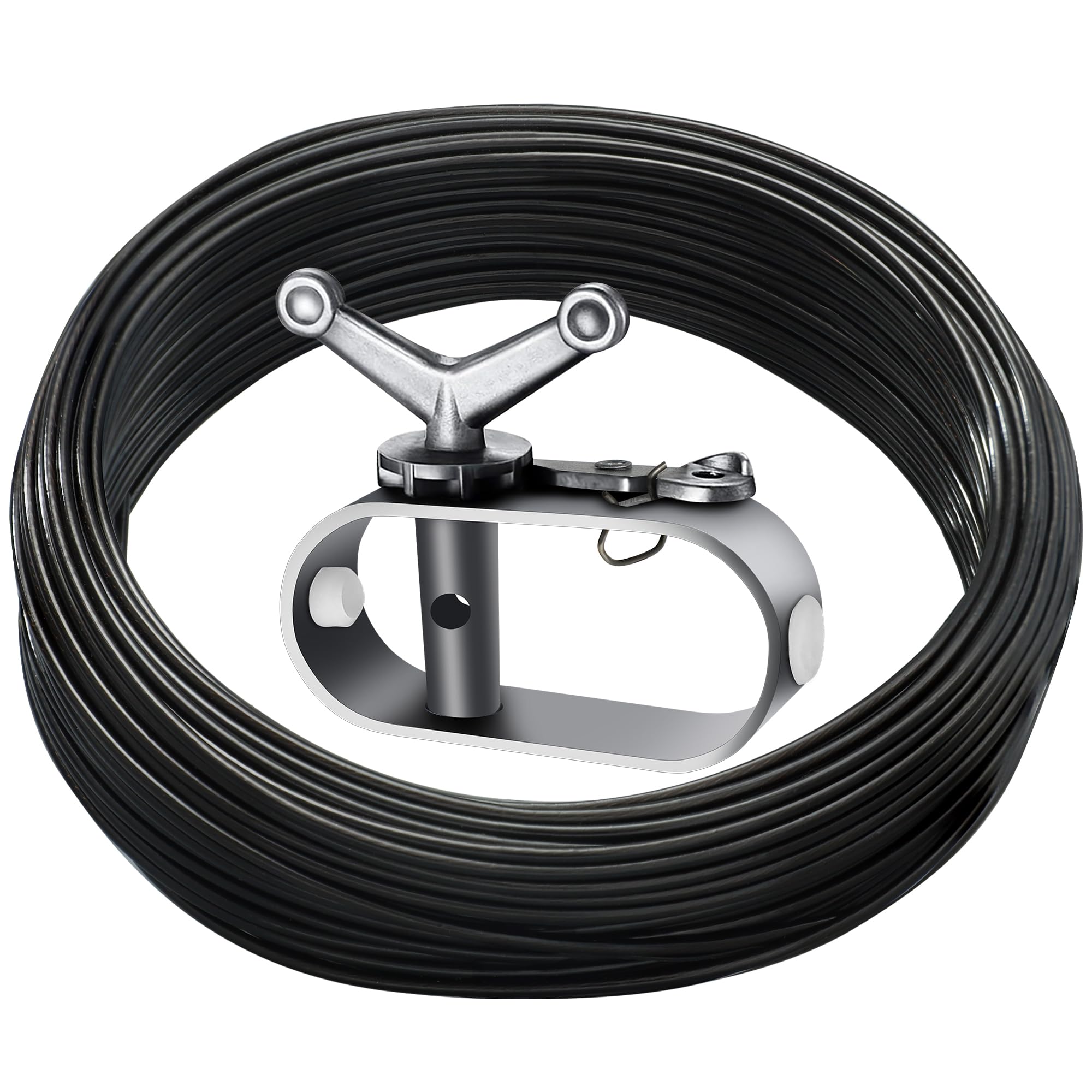 Photo 1 of Pool Cover Cable and Winch Kit 100 Ft Heavy-Duty Pool Cover Cable with Ratchet Swimming Pools Covers Wire and Winch for Above Ground Swimming Pools Winter Covers (Black)