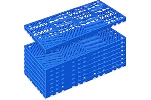 TMINEL 8 Pcs Blue Plastic Pallets for Basement Storage Bulk Pallets with Grid for Sale Lightweight Plastic Pallet Waterproof Storage Pad for Outside Pet Cushion (BU-8pcs-23.6 * 11.8 * 1.18in)