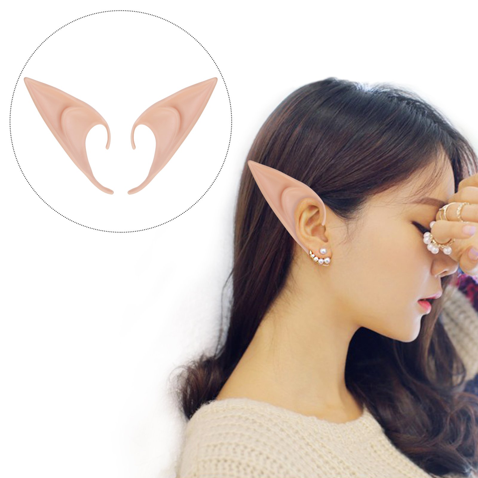 LANMOK 2pair Latex Elf Fairy Ears for Anime Hobbit Cosplay Halloween Party Decor
