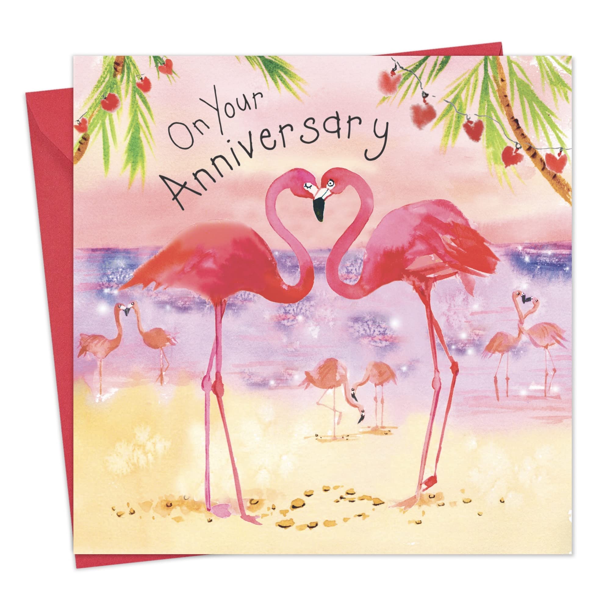 Twizler Happy Anniversary Card with Flamingos – Anniversary Card For Her – Anniversary Card For Him – Anniversary Card For Couple – Anniversary Card Wife –Anniversary Card Husband