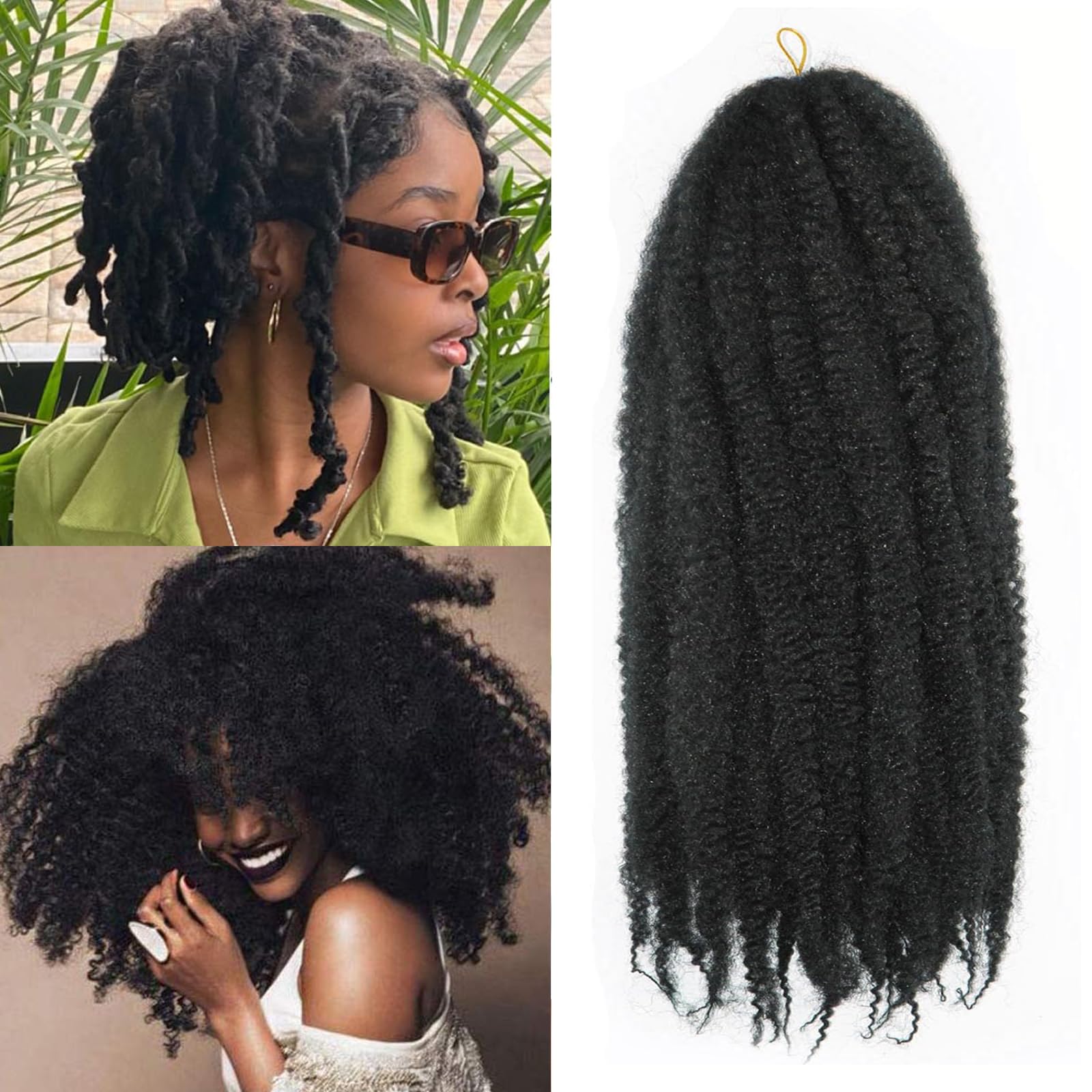 XIMENALU Marley Twist Braiding Hair Afro Kinky Curly Cuban Twist Hair Marley Twists Crochet Braids Synthetic Senegalese Twists Crochet Hair Extensions for Women (1b, 12inch/3packs) — image 1