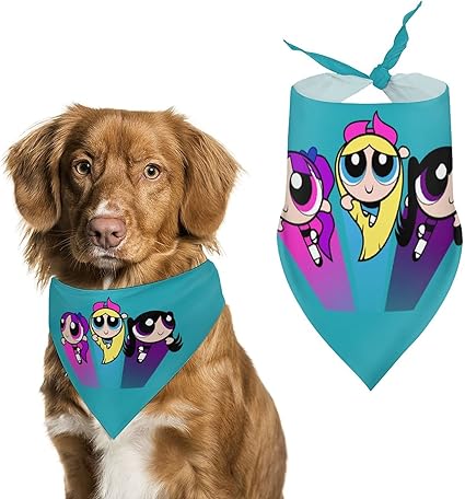 Amazon パワーパフガールズ 空 飛ぶ キャラ 2 犬用バンダナトライアングルビブスカーフ調節可能なペットバンダナアクセサリー犬猫ペット動物 Mahel バンダナ 通販