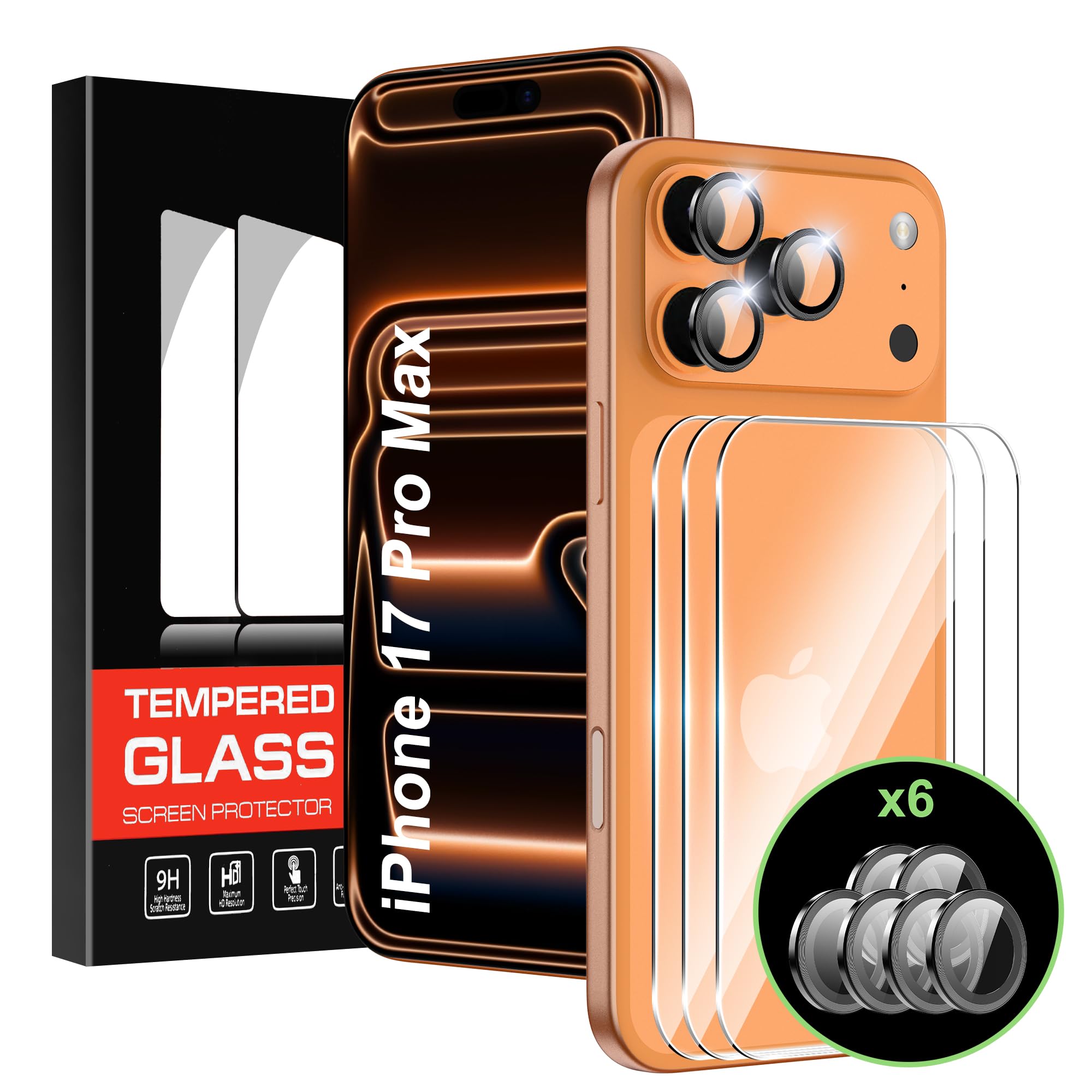 Photo 1 of Suttkue for iPhone 17 Pro Max 6.9"Back Screen Protector with Camera Lens Protector,9H Hardness Anti-Scratch Tempered Glass,Case Friendly, Anti-Fingerprint,Anti-Scratch,Easy Installation,6.9 inch(3+2 PACK)