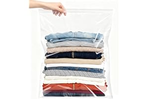 30 Pcs Extra Large 18” x 24” Plastic Storage Bags with Zipper Top, 5 Gallon Resealable Clear Plastic Bags Storage for Clothin