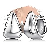 Sterling Silver Huugie Hoop Earrings for Women - Hypoallergenic Large Hoop Earrings for Sensitive Ears Women's Heavy Big Loop Earring Fashion Jewelry Gifts