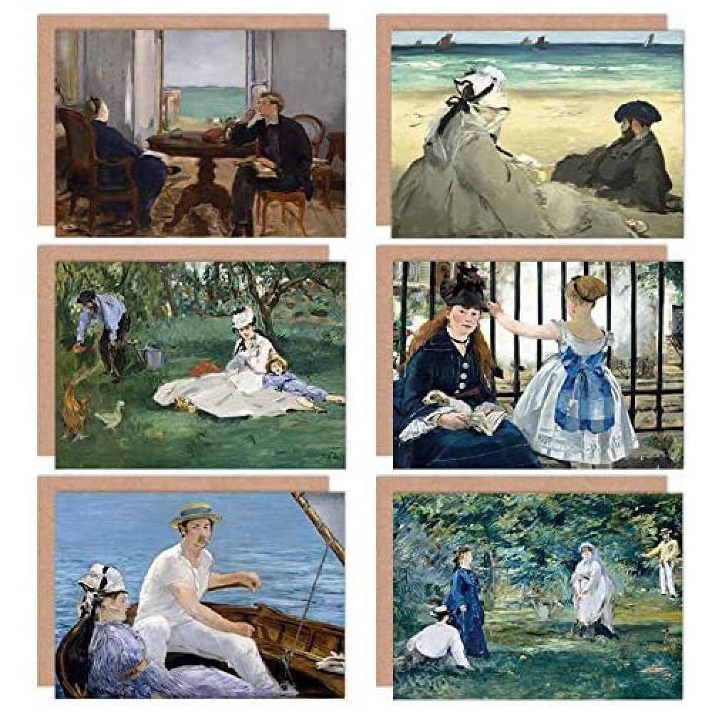 Artery8 Edouard Manet Croquet Le Chemin Beach Boating Garden Arcachon Fine Art Greeting Card Pack of 6