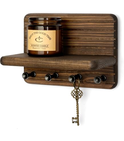 Support Mural En Bois Pour Clés Et Courrier - Avec étagère De Rangement - Organisateur D'entrée, Décoration Murale - 5