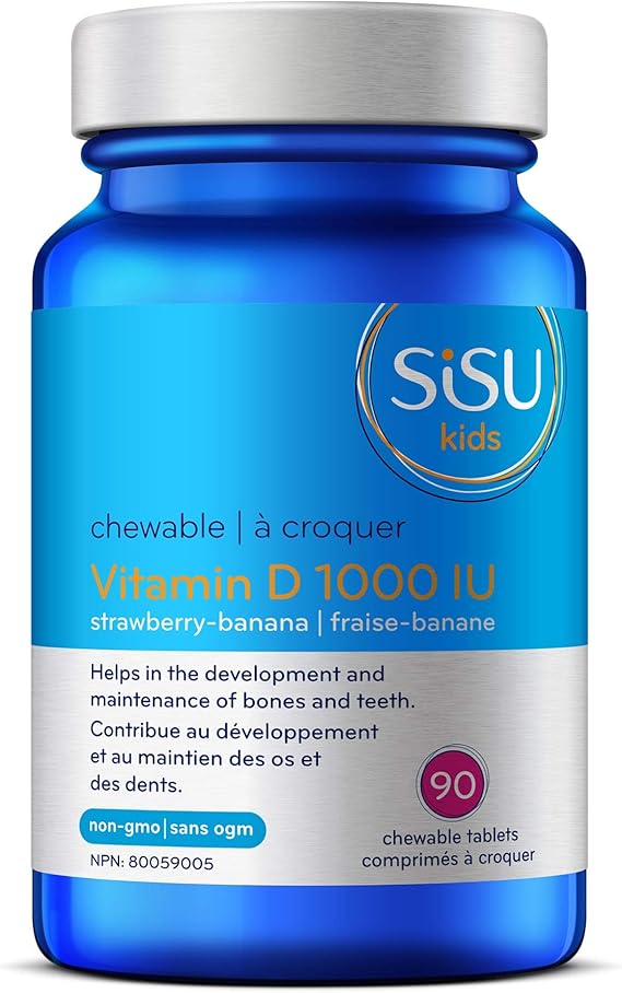 Sisu Kids’ Vitamin D 1000 IU, 90 Chewable Tablets Chewable Vitamin D Supplement for Kids