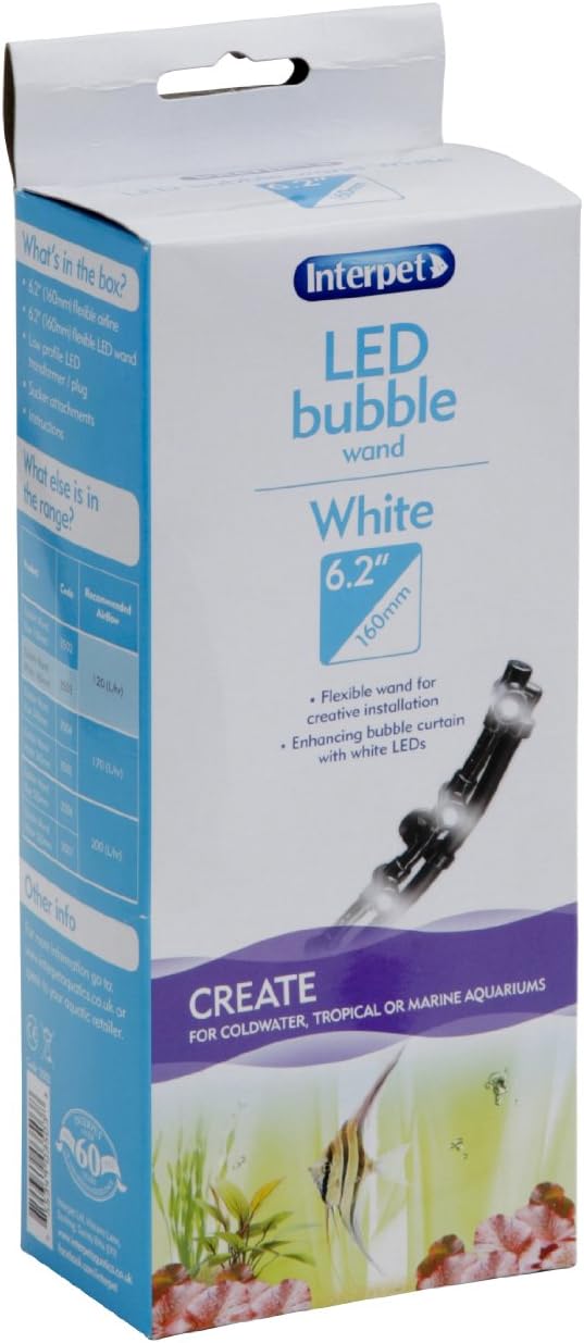 Interpet LED Flexible Bubble Wand Light with Air Wall, for Aquarium Fish Tank Tropical, Coldwater, Submersible, White, 16cm - Image 4