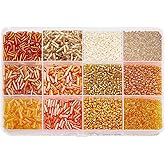 DICOSMETIC 10998pcs Glass Seed Beads Tube Beads Bulk Orange Bugle Bead Mini Glass Bead for Sewing Jewelry Making Craft, Hole: 0.5/1mm