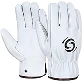 SIXPO Leather Work Gloves Pack of 12 Pairs Warehouse Gardening Construction Gloves for Men Women Goat Skin Working Gloves