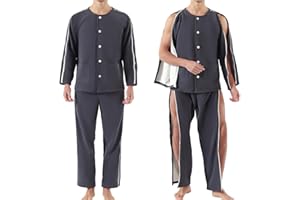 YOSINISO Bedridden Patient Clothing, Fleece Lining Warm Double Slider Zipper Tearaway Disability Clothing for Post Surgery Dialysis Rehab Elderly Wheelchair Fracture Hospital Gowns for Men