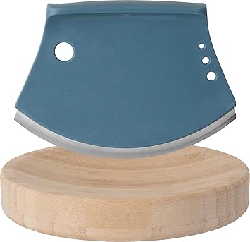 Berghoff Leo Mezzaluna Kräuterschneider und Schneidebrett, Grau/Blau