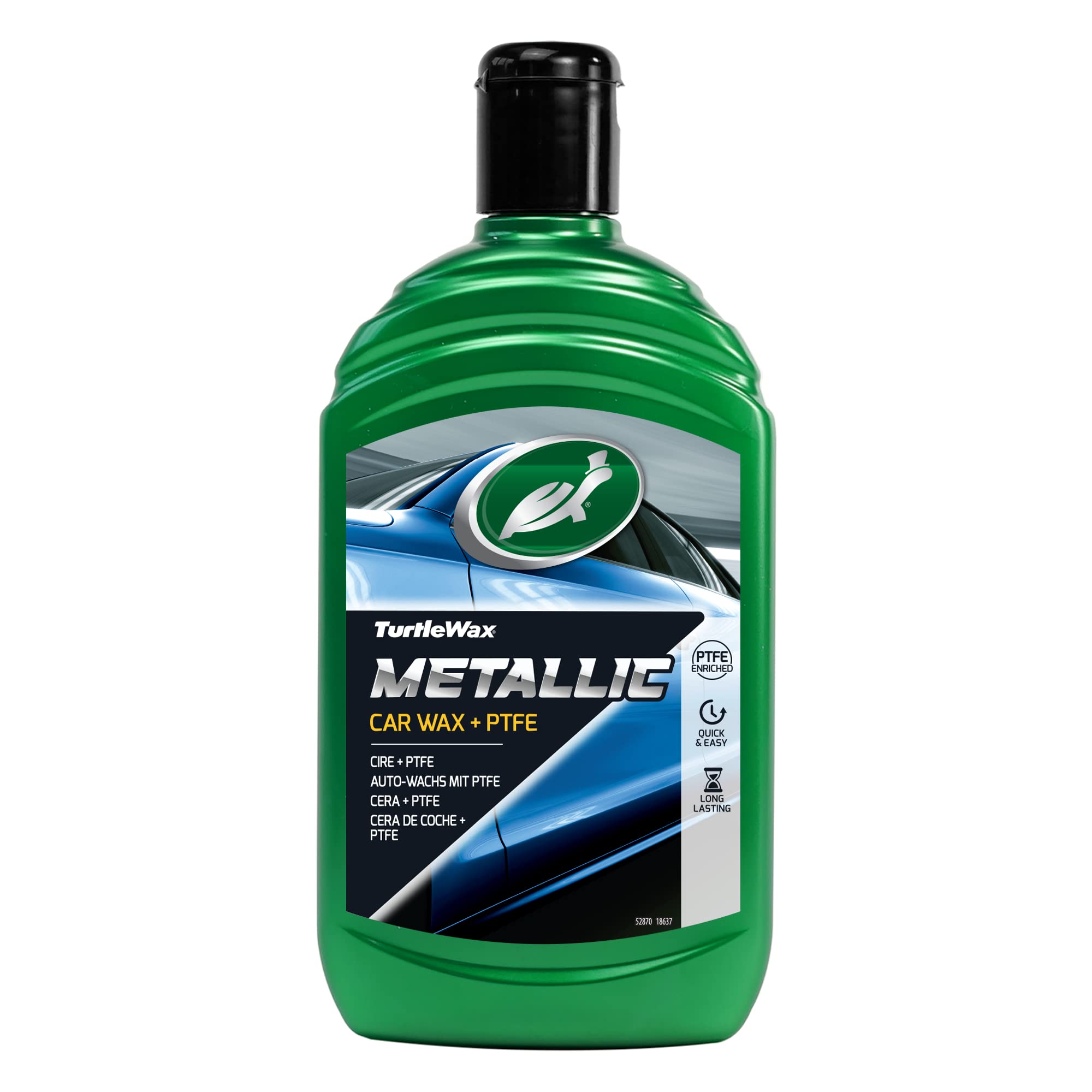 Turtle Wax 52653 Metallic Wax + PTFE Liquid Car Wax Ultra Fine Polish Leaves No Smears 500ml