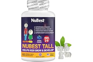NuBest Tall Kids - Multivitamins & Minerals for Age 2 to 9 - Bone Strength & Immunity Support - Helps Kids, Toddlers Healthy - Animal Shapes - 60 Chewable Berry Tablets | 1 Month Supply