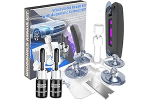 BLUTOKS Windshield Repair Kit, 2 PCS Windshield Crack Repair Kit with Suction Cup Curing Light, Automotive Nano Fluid Vehicle