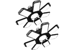 AUDLES 2 Pack LED Garage Light, 240W 24000LM 6500K LED Shop Lights, Garage Lights Ceiling Led with 7+1 Deformable Panels, E26/E27 Bulb Socket Lighting for Shop, High Bay, Attic, Basement, Warehouse