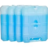 Amazon Basics Reusable Hard Sided Rectangular Ice Pack, Pack of 4, Large, Blue, 10.4" X 7.9" X 1.2"
