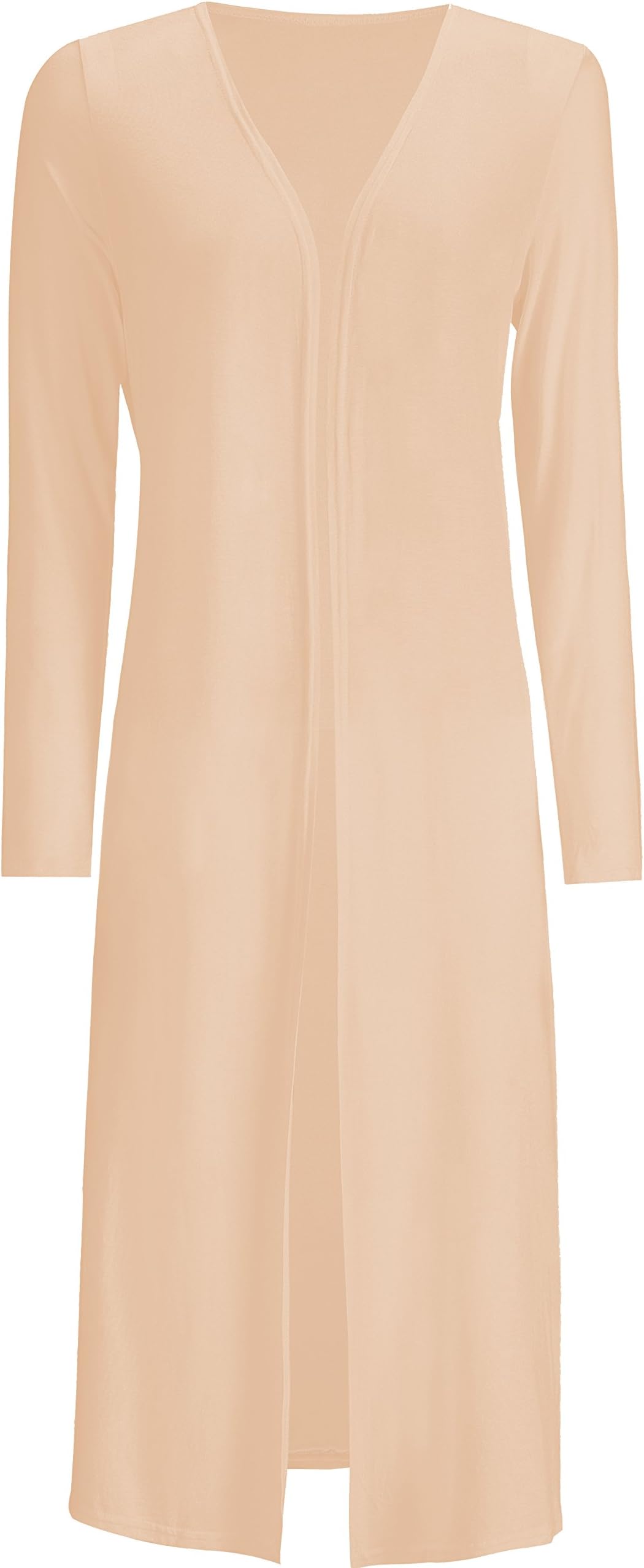 AMGLISE Women's Solid Cotton Essential Long Cascading Open Front Cardigan