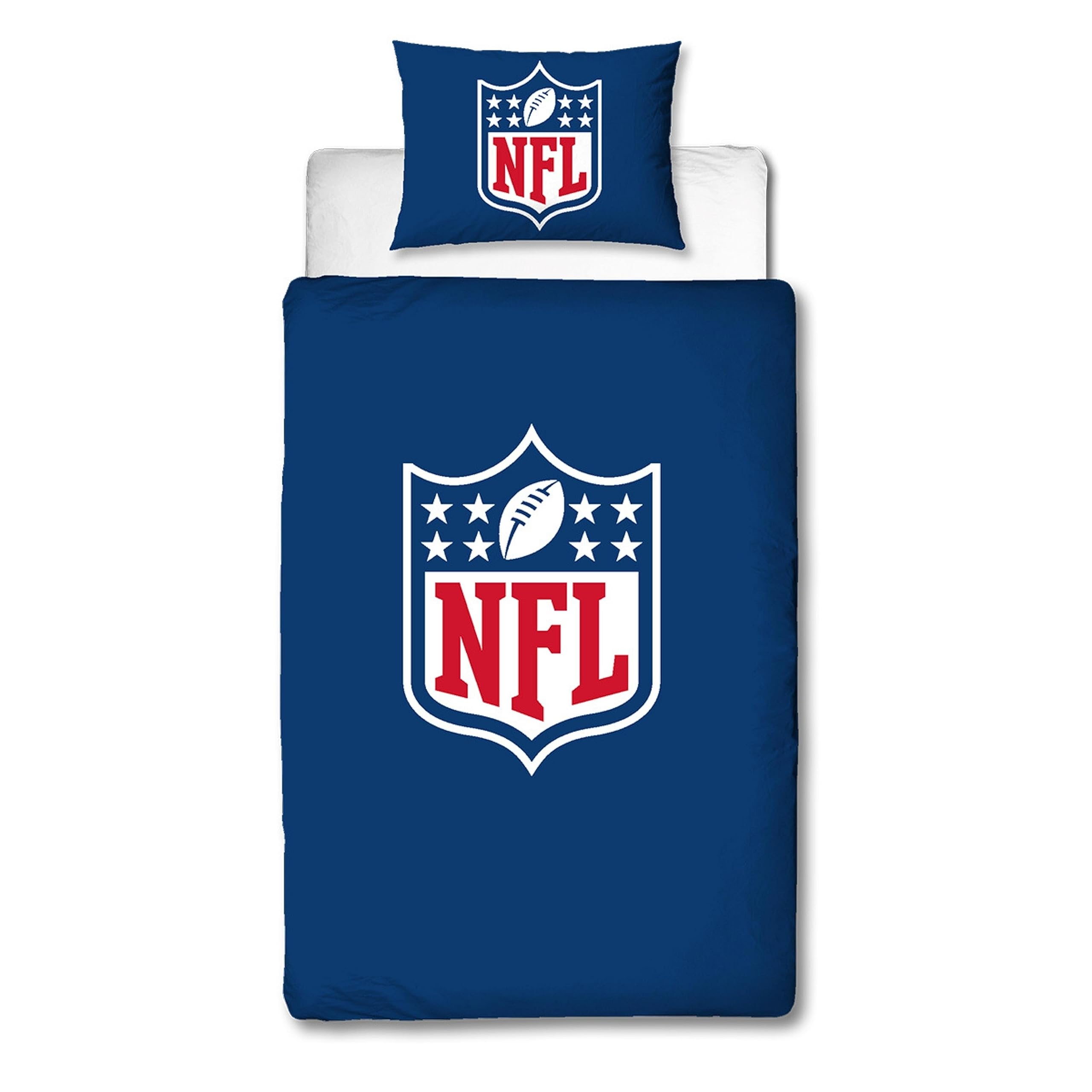 Character World NFL National Football League Officially Licensed Helmets Design Single Duvet Cover Set | Reversible 2 Sided Bedding Including Matching Pillow Case | Single Bed Set | Polycotton, Blue