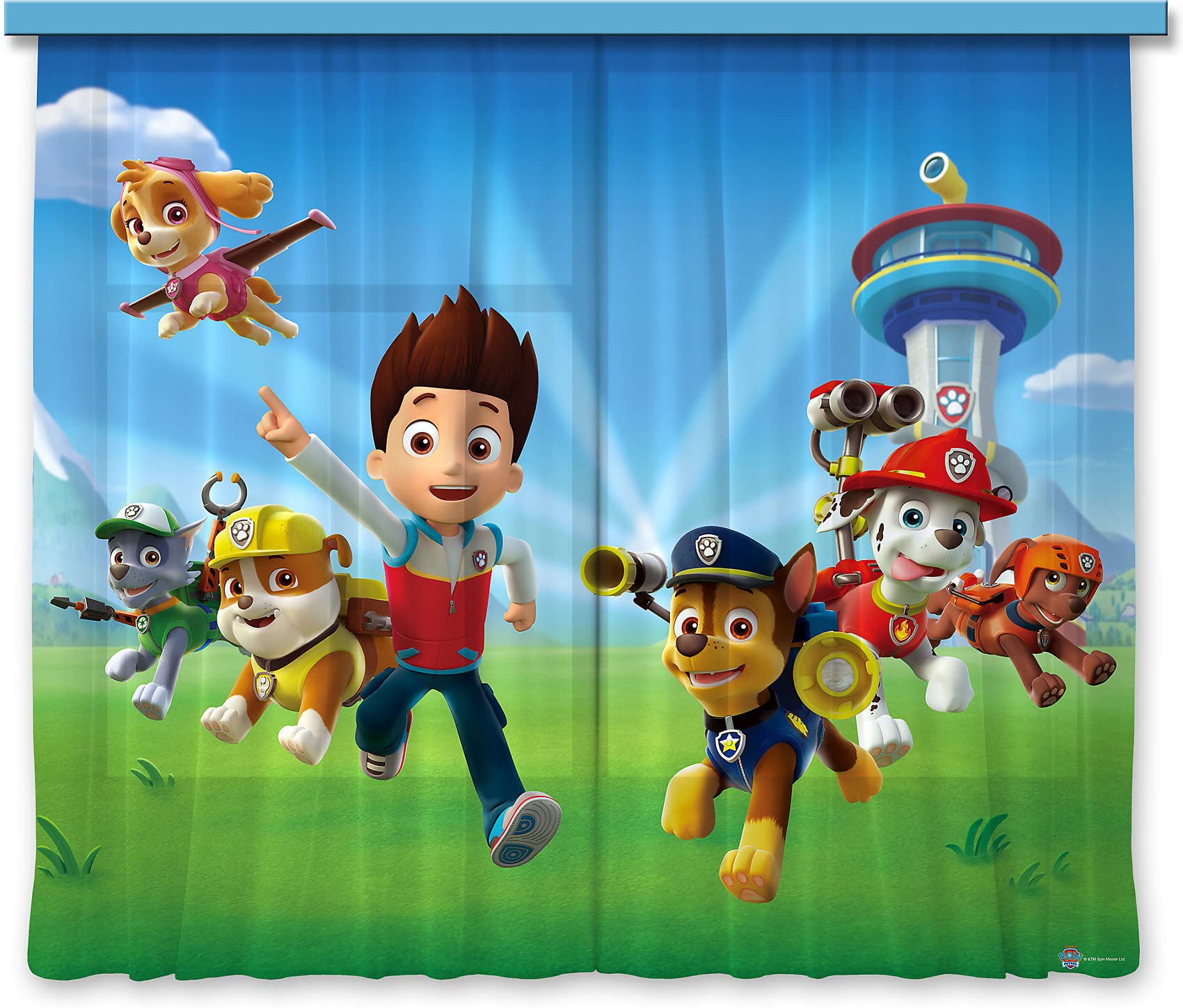 AG Design Paw Patrol Underwater Curtains for Children's Room, 2 Pieces, Multi-Colour, 180 x 160 cm