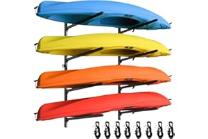 LXVOOEE Kayak Storage Rack, Heavy Duty Freestanding Kayak Rack for Garage and Outdoor Storage, Kayak Stand Adjustable for Kayak, Canoe, Surfboard and Paddle Board