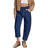 HOTIAN Womens Fleece Lined Sweatpants Barrel Leg Thermal Winter Warm Baggy Joggers Casual Athletic Pants with Pockets