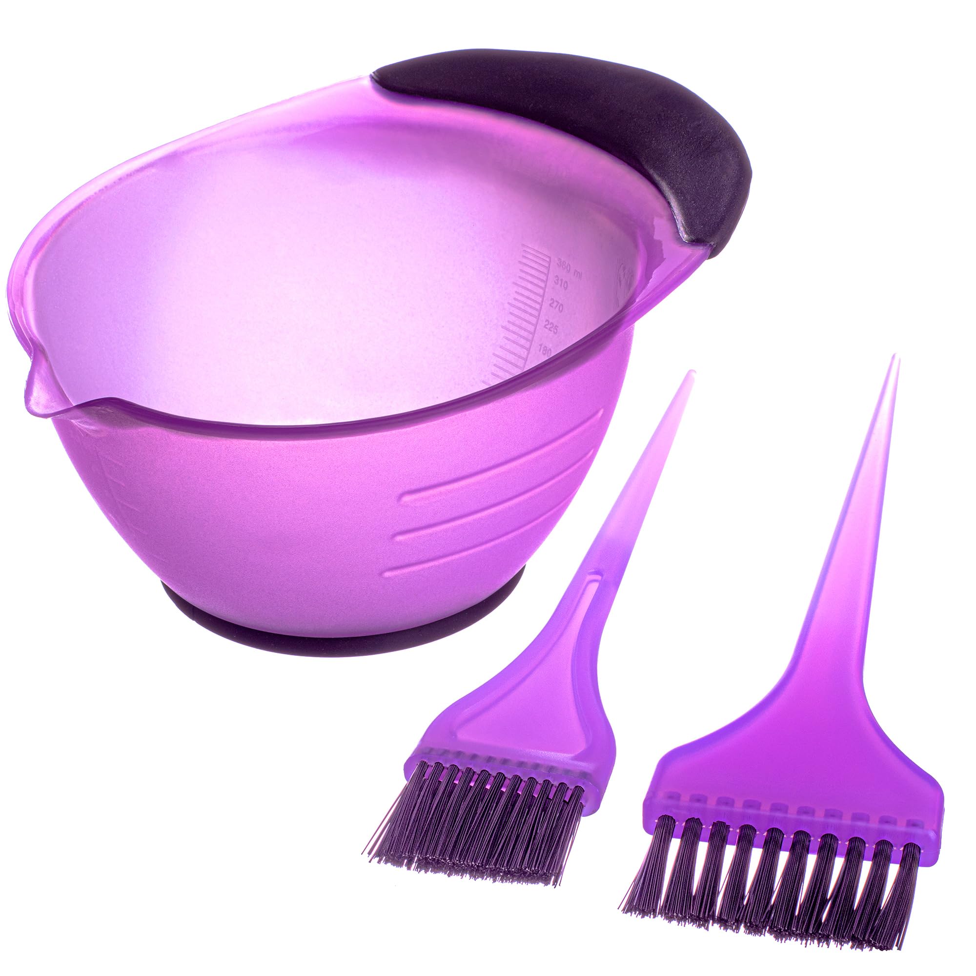Professional Hairdresser's 3 Piece Purple Tinting/dye kit, includes Tinting Bowl, 1 large and 1 Small Tint Brush. An ideal hair dye bowl and brush set for work or home use.