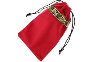 Hohopeti Tarot Card Storage Pouch Velvet Drawstring Bag Embroidered Red Small Portable Organizer for Tarot