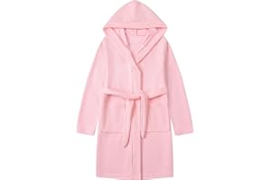 Umeyda Boys Girls Hooded Robe Kids Soft Waffle Cotton Robes Spa Bathrobe Pajamas Sleepwear, 3-12 Years