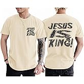 Lubpow Christian Shirts for Men Jesus is King Tshirt God Faith Inspirational Religious Sayings Tees Funny Bible Verse Tops