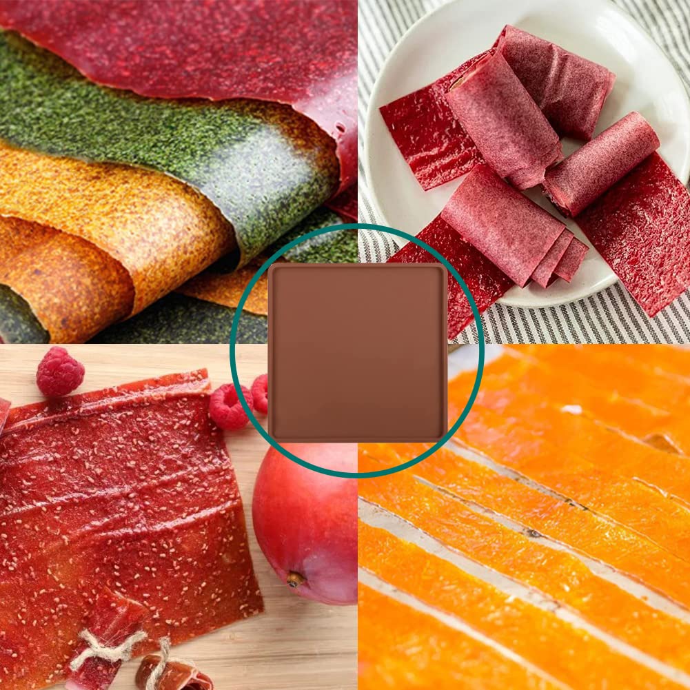 4 PCS Extra Thick Silicone Dehydrator Sheets With Edge - Fruit Vegetables Leather Trays for Liquids - Liner Mats Accessories for Kitchen Dehydrator