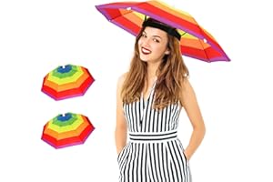 AUDAISYLY Umbrella Hat, 2 Pack Colorful Party Hats Hands Free Umbrella, Adjustable Fits All Age Kids Adults for Beach Fishing Gardening