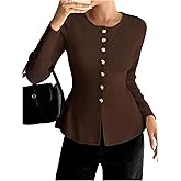 Verdusa Women's Button Up Dressy Cardigans Ruffle Peplum Sweater Elegant Formal Tops Spring Fall Clothes