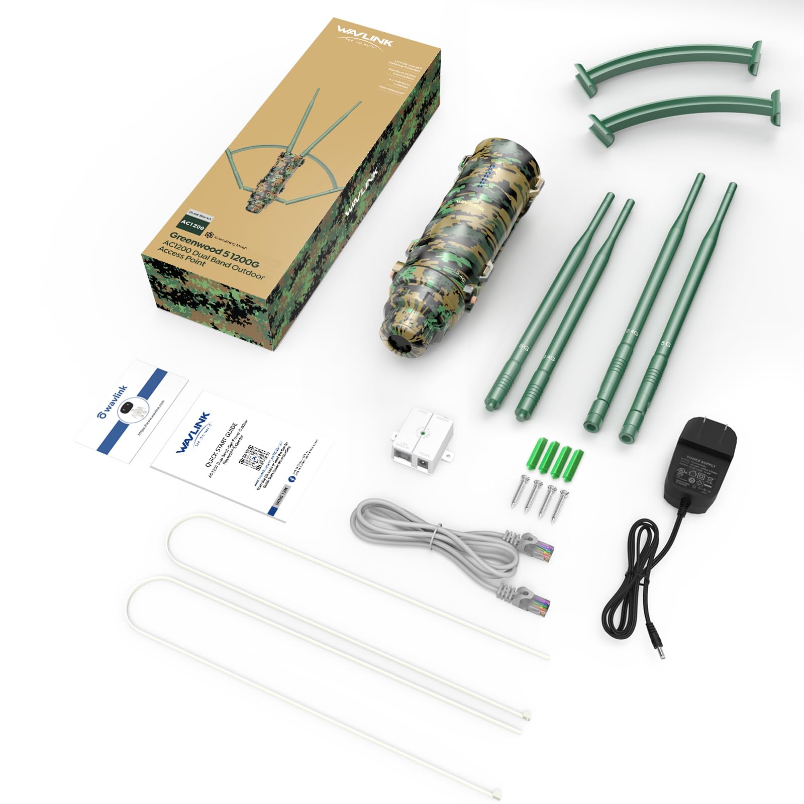 WAVLINK AC1200 Outdoor WiFi Extender, High Power Long Range Signal Booster with PoE Power, 2 Gigabit Port, Dual Band 2.4GHz+5GHz ,Supports Router/AP/Repeater Modes for Home, RV, Camera