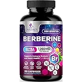 Berberine HCL Supplement 1200mg - High Absorption HCL, Extra Strength Berberine Supplement for Advanced Heart Health & Daily Immune Support, Sugar Free, Vegan, Bottled in USA - 120 Veggie Capsules
