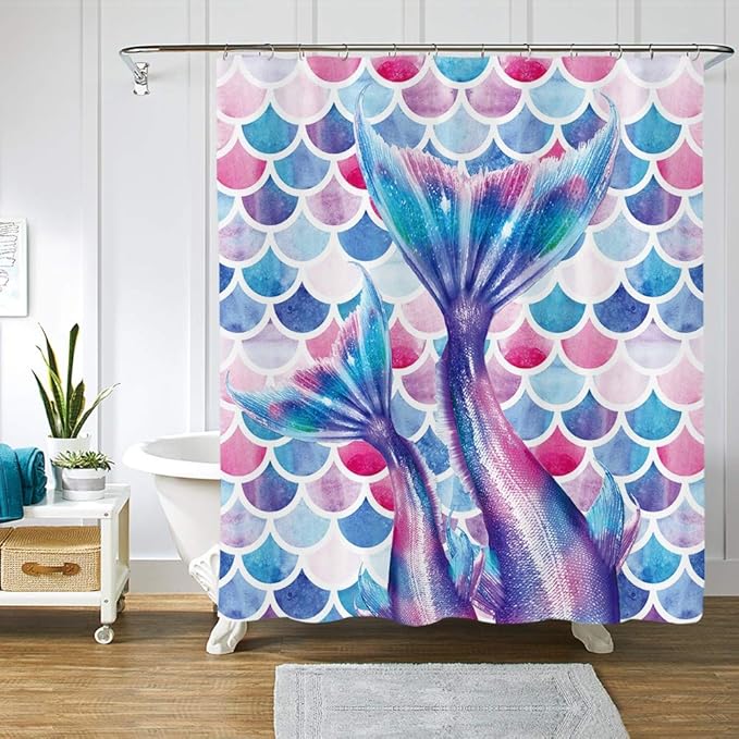 AOKDEER Little Mermaid Shower Curtain Waterproof Polyester